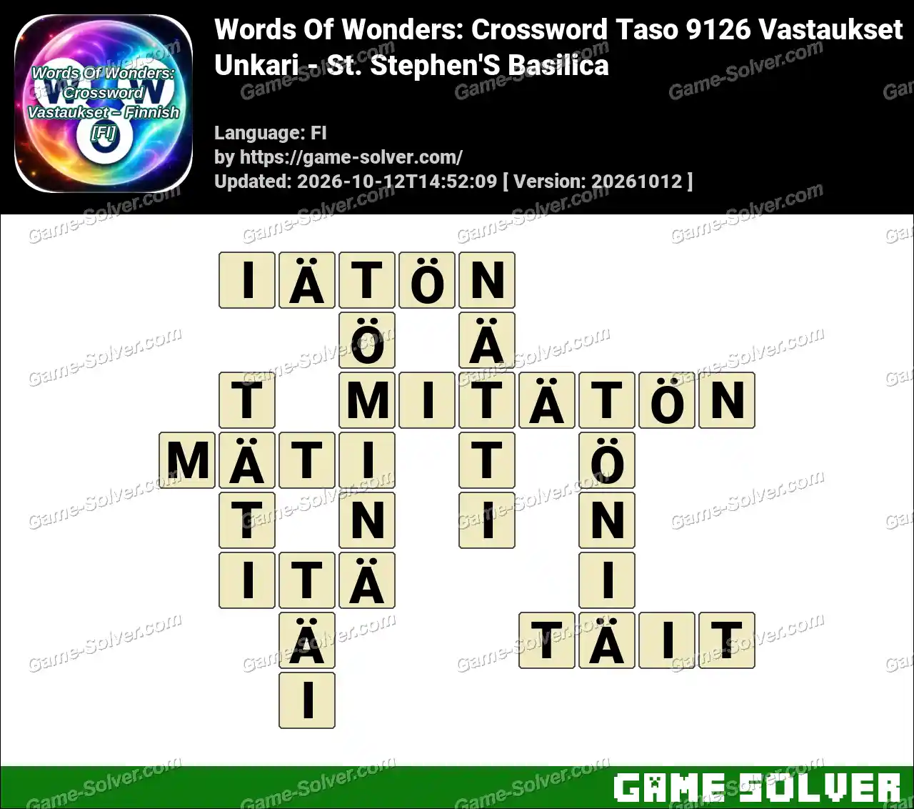 Words Of Wonders: Crossword Taso 9126 Vastaukset – Unkari – St. Stephen’S Basilica